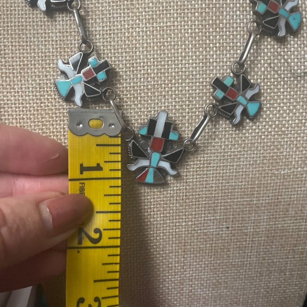 RARE! Old Pawn Native American knifewing katchina inlaid necklace & ring set!🤠 - Picture 9 of 13